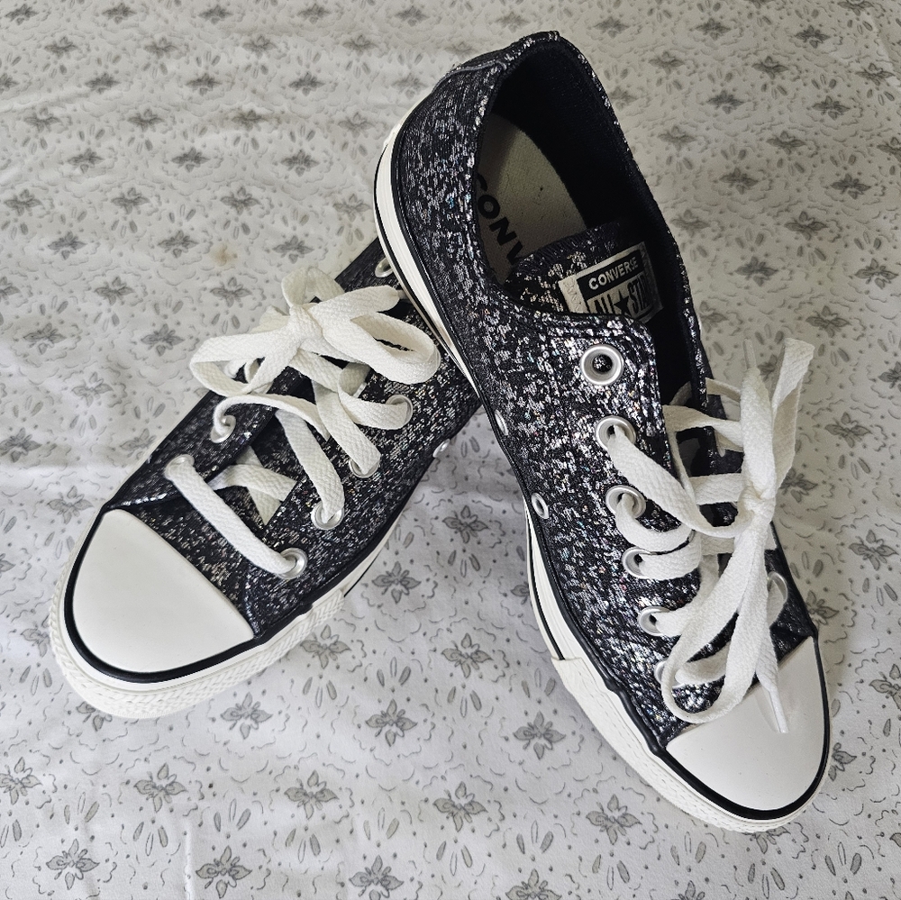 Converse Chuck Taylor Black & Silver Metallic Glitter